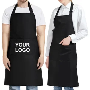 WSY967 Custom Logo Waterproof Restaurants Cotton Polyester Man Woman Black Blank Bib Kitchen Chef Cooking Aprons