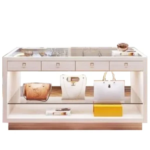 Walk in Closet Bag Cabinet Minimalist White Finished Island Jewelry Storage Cabinet glass display cabinet closet island