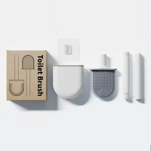 Wall Mounted Foldable Silicone Cleaning Set Toilet Brush With Holder