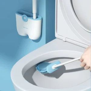Wall Mounted Long Handle Toilet Cleaning Brush Set Soft Eco Friendly Plastic Household