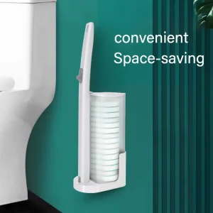 Wall Mounted Plastic Toilet Cleaning Brush Set with Disposable Sponge Head Liquid Cleaning Caddy Refills