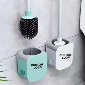 Wall Mounted Silicone Toilet Brush and Holder Set Flexible TPR Toilet Bowl Cleaner Long Handle Bathroom Cleaning Tools