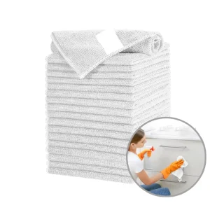 Warp Knitted Microfiber Cleaning Cloths Customizable Durable Square Absorbent Plain Kitchen Towels