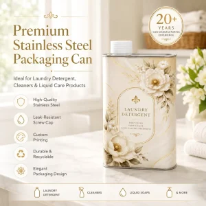 Wash Laundry Detergent 32oz 33.81fl oz Stainless Steel Cleaning Agent Laundry Detergent Packaging Tin Can