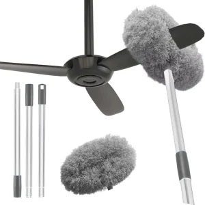 Washable Ceiling Fan Cleaner Microfiber Duster with Telescoping Extension Pole for Cleaning High Ceiling Fan Furniture