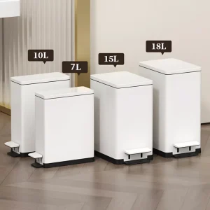 Waste Bin Metal Trash Can Large Capacity Bathroom Footed Double Layer Wastebasket 7/10/18L Rubbish Bin