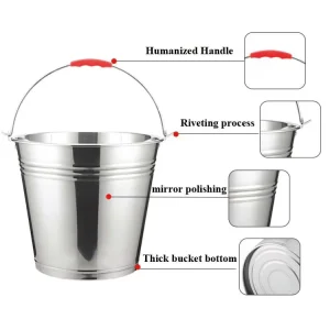 Water Bucket with Handle Water Pail with Lid High Quality S.S 201 Bucket Oval Metal Beer Tub Ice Bucket for Drink Party