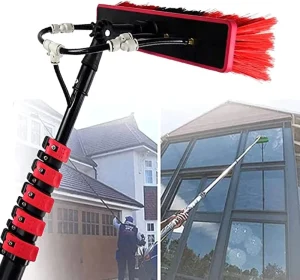 Water Fed Brush with 20FT to 40FT Aluminum Alloy Telescoping Pole for Window Solar Panel Cleaning