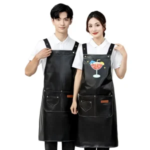 Water Oil Proof PU Sleeveless Apron Custom Logo Printed Kitchen Catering Aquaculture Supermarket Fish Slaughtering Workwear