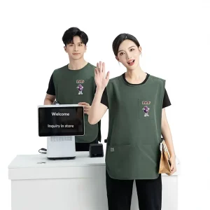 Water Oil Proof Sleeveless Vest Apron Catering Coverall Custom Logo Men’s Milk Tea Shop Manicure Workwear Women’s Printed