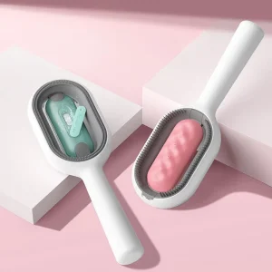 Water Tank Reservoir Wet Cleaning Silicon Teeth Self Cleaning Shedding Massage Deshedding Tool Pet Hair Removal Brush