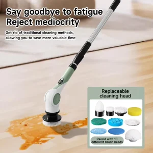 Waterproof 10 in 1 Electric Spin Scrubber Electric Cleaning Brush with 8 Replaceable Brush Heads for Home Cleaning