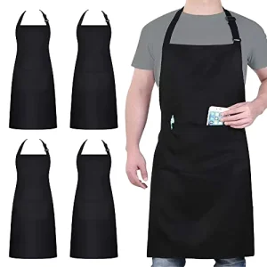 Waterproof Adjustable Polyester Chef Aprons 2 Pockets Bib Style Machine Washable Men Women Kitchen Baking Restaurant Use