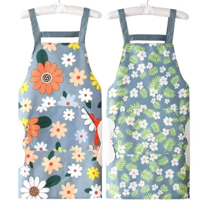 Waterproof Apron for Women Household Kitchen Cooking Apron Korean Fashion Workwear Fresh Clean Style Made in China