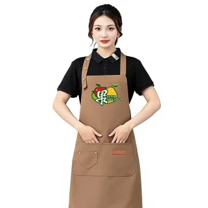 Waterproof Canvas Bib Apron Custom Logo Printing Adjustable Neck Strap Lettered Restaurant Snap Button Factory