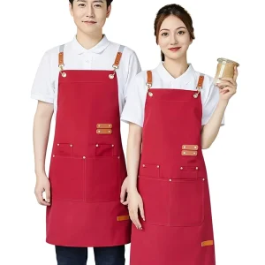 Waterproof Canvas Neck Hanging Sleeveless Apron Embroidered Printed Logo Lettering for Barista Milk Tea Shop Nail Salon Kitchen