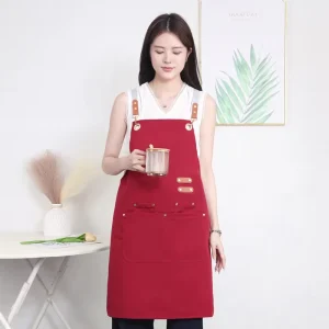 Waterproof Canvas Waist Bib Cross Back Chef Sleeveless Kitchen Apron for Men Women for Barbecue Restaurants Cleaning