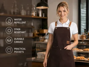 Waterproof Canvas Work Apron Custom Printed Apron for Restaurant Coffee Shop Bakery