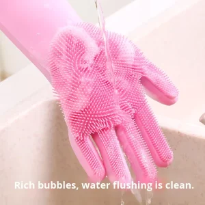 Waterproof Heat-Resistant Thick Silicone Household Gloves Long Lasting Custom Color for Dishwashing Pet Bathing Grooming
