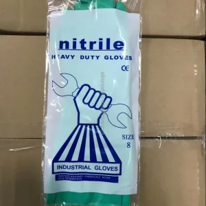 Waterproof Heavy Duty Green Nitrile Industrial Work Gloves with Enhanced Chemical Resistance and Custom Logo