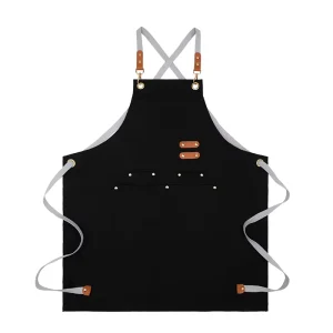 Waterproof Kitchen Apron for Women Men With Pockets Work Mandil Cleaning Pinafore Restaurant Shop Waiter Work Uniform