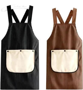 Waterproof Kitchen Apron with Removable Towel Pocket Heavy Duty TPU Coated Polyester Cooking Apron for Women and Men