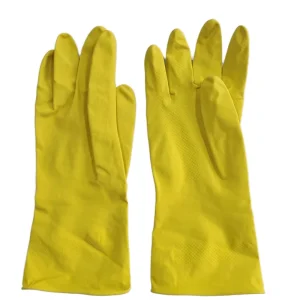 Waterproof Medium Thickness Durable Yellow Household Rubber Latex Gloves for Kitchen Cleaning and Dishwashing