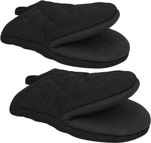 Waterproof Non-Slip Heat-Resistant Printed Cotton Kitchen Oven Mitts and Baking Gloves for Cooking and BBQ