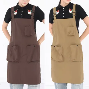 Waterproof Oil Proof Custom Sleeveless Bib Apron Black BBQ Kitchen Washable Durable Polyester