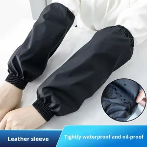 Waterproof Oil Proof Pu Soft Leather Custom Made Kitchen Work Sleeves Mid Casual Drawstring Closure Four Seasons Use Women Men