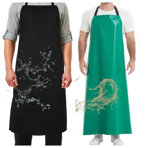 Waterproof PVC Black Heavy Duty 41.3 Inch Chemical Resistant Eco Friendly Adjustable Bib Chef Apron for Kitchen Dish Washing