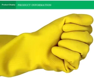 Waterproof Reusable Natural Rubber Latex Kitchen Cleaning Gloves Anti Slip Dishwashing Safety Gloves for Household Work