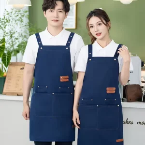 Waterproof Sleeveless Apron Breathable Multiple Pockets Modern Style Customizable Printed Logo for Kitchen Catering Use