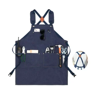 Waterproof and Oil Resistant Canvas Apron for Home Kitchen Coffee Shop Gardening Workwear Apron