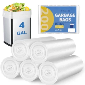 White 4 Gallon Trash Bag Small Garbage Bags Roll Strong Wastebasket Liners for Bathroom Bedroom Office Trash Can