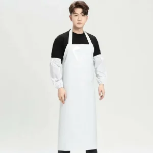 White Color Sleeveless Adult Apron Reusable Eco Friendly Waterproof Oil proof PVC Leather Waist Kitchen Canteen Meal Lined