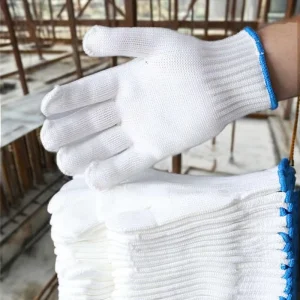 White Household Safety Cotton Knitted Labor protection Painting Thumb Gloves Light for Construction Work