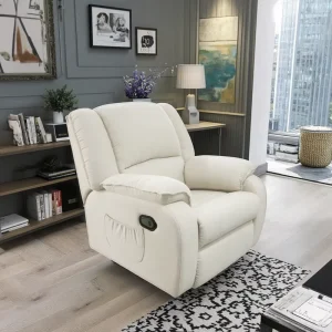 White Leather Recliner Sofa and Reclining Sectional Sofa Set