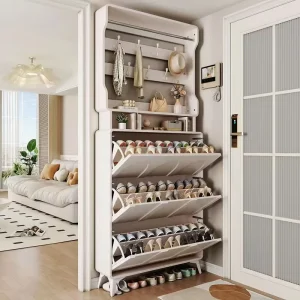 White Marble Wooden Living Room Shoes Furniture Rack Shoe Cabinet