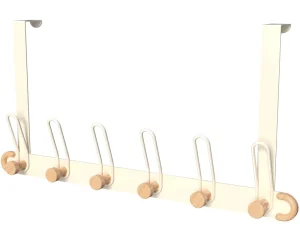 White Metal Over the Door Multi Hooks Space Saving Door Organizer for Wardrobe Coats Robes Brooms Mops Shower Accessories