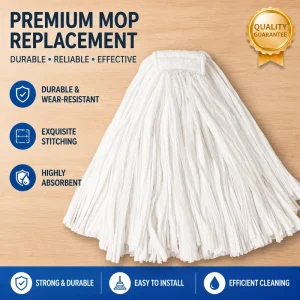 White Non-Woven Strip Mop Head Replacement Super Absorbent Synthetic Cloth Floor Cleaning Mop Refill for Industrial