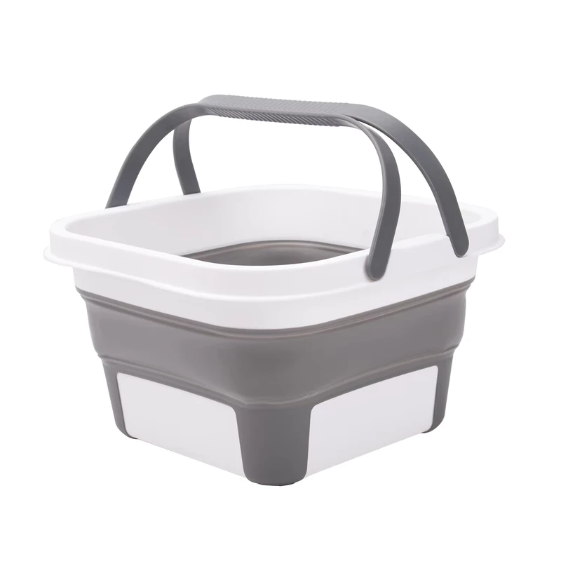 White Square Collapsible Plastic Bucket with Handle for House Cleaning Space Saving Outdoor Multiuse Foldable Water Pail