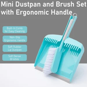 Wide Mouth Mini Dustpan and Brush Set Soft Bristle Mini Broom and Dustpan with Comb Teeth Set for Home Use