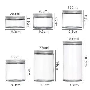 Wide Mouth Round Glass Storage Jar with Lid 200ml 300ml 500ml Airtight Food Container for Dry Fruit