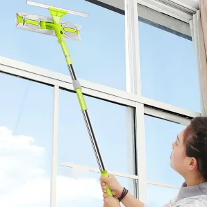 Window Cleaning Kit 2 in 1 Cleaner Equipment Professional Window Squeegee Glass Cleaning Tool with Spare Microfiber Cloth
