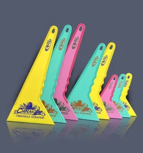 Window Film Installation Scraper Tint Tools Triangle Corner Squeegee Hard Card Yellow Plastic Scraper Card Cleaning