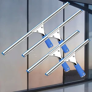 Window Glass Mirror Cleaning Squeegee with Replacement Rubber Household Stainless Steel Squeegee Scrubber