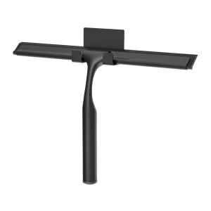 Window Squeegee 10 Inch Black Stainless Steel Silicone Blade Multi Purpose for Car Glass Shower