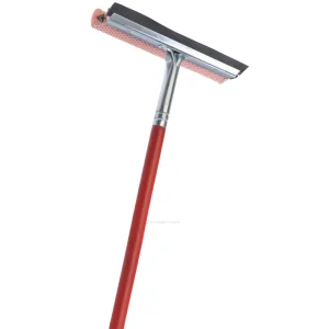 Window Squeegee and Windshield Cleaning Sponge and Rubber Squeege with Wooden Handle for Tough Clean 10″