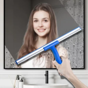 Window Squeegee with Stainless Steel Telescopic Handle Connectable Long Commercial Glass Cleaning Silicone Shower Wiper